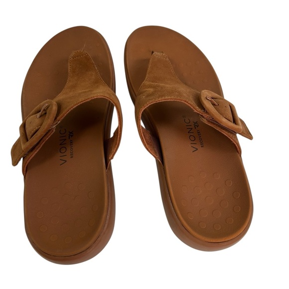 Vionic Activate RX Recovery Argan Brown Suede Platform Sandals Womens 9 Comfort - Picture 6 of 15